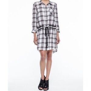 Veronica Beard Tie Front Plaid Button Down Dress